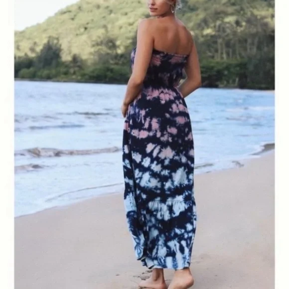 blue and pink tie dye dress 77203 Womens Multi Swirl Tie Dye Cover-Up Dress – Cromer Company Store main image 1